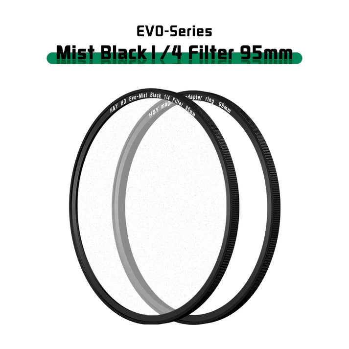 H&Y filtro EVO Mist Black 1/8 HD alluminio anodizzato 95mm e adattatore magnetico