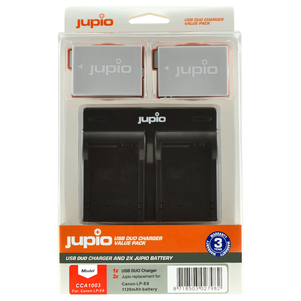 Jupio Value Pack: 2x Batteria LP-E8 1120mAh + USB caricatore doppio