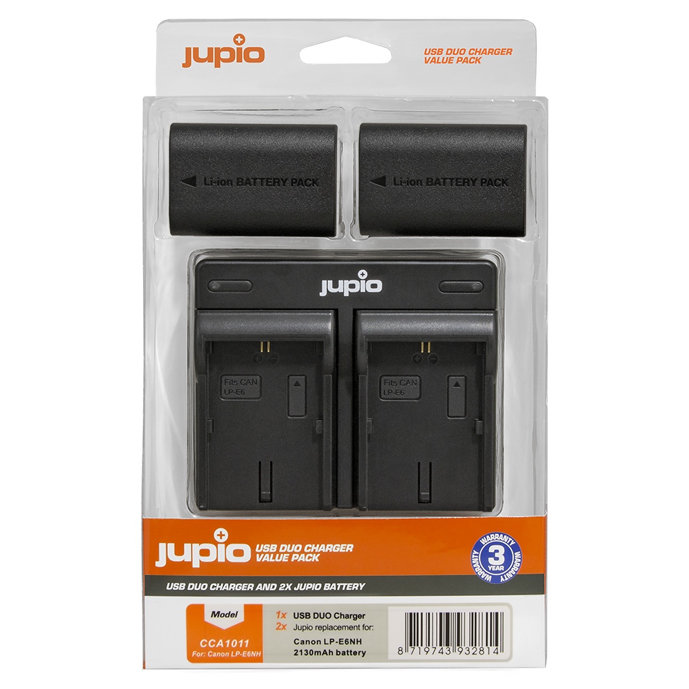 Jupio Value Pack: 2x Batteria Canon  LP-E6NH 2130mAh + caricatore USB doppio