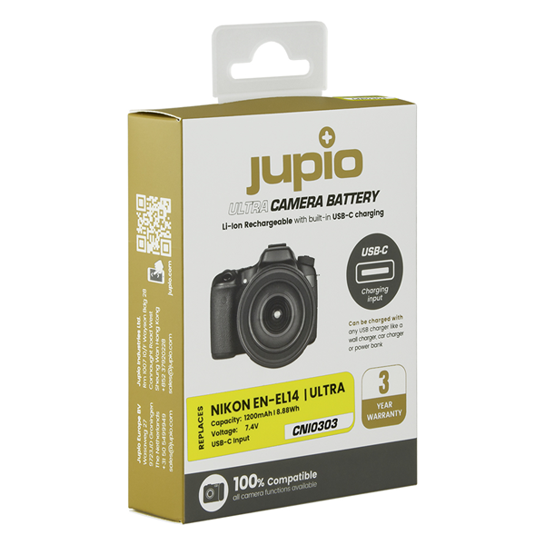 Jupio Batteria *ULTRA C* Nikon EN-EL14A (USB-C input) 1200mAh