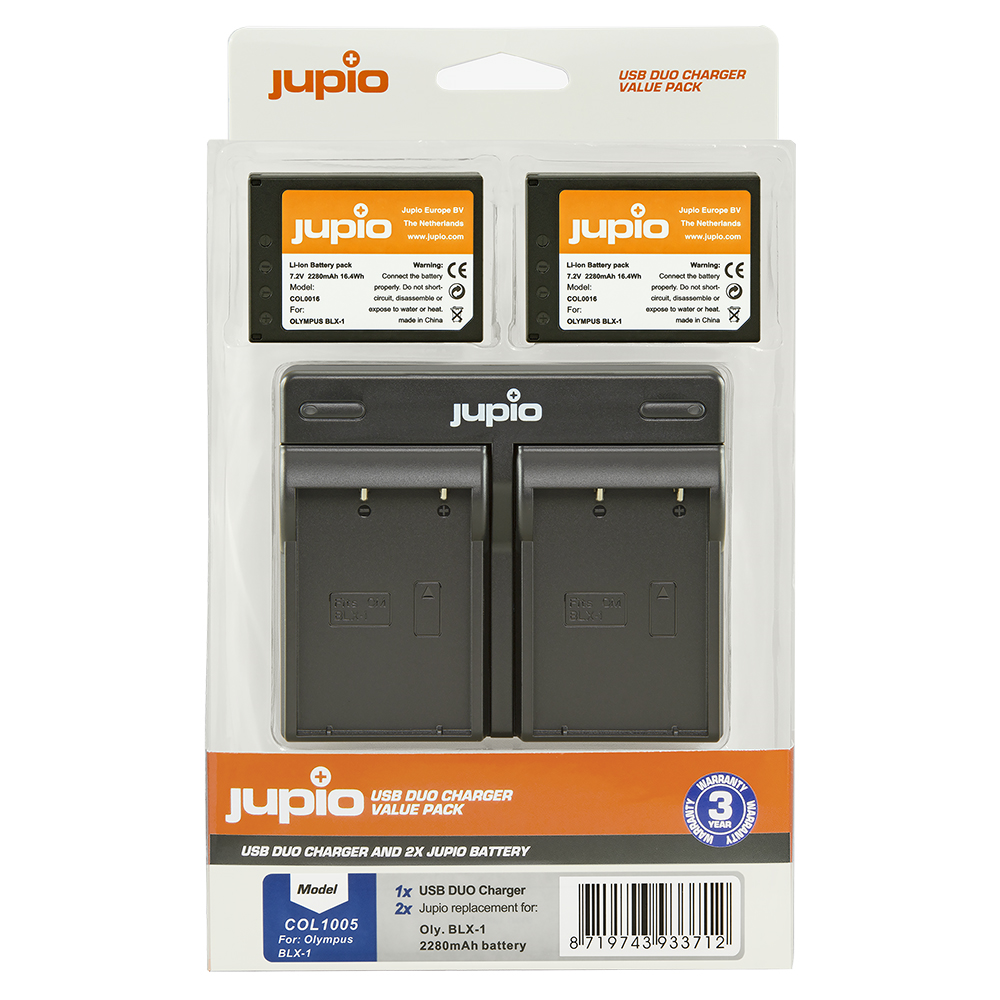 Jupio Value Pack: 2x batteria BLX-1 / BLX1 2280mAh + USB caricatore doppio
