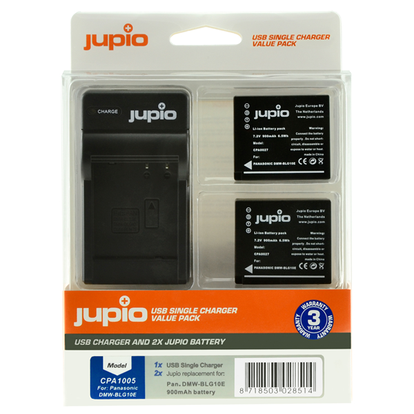 Jupio Value Pack: 2x Batteria DMW-BLG10 + USB caricatore singolo