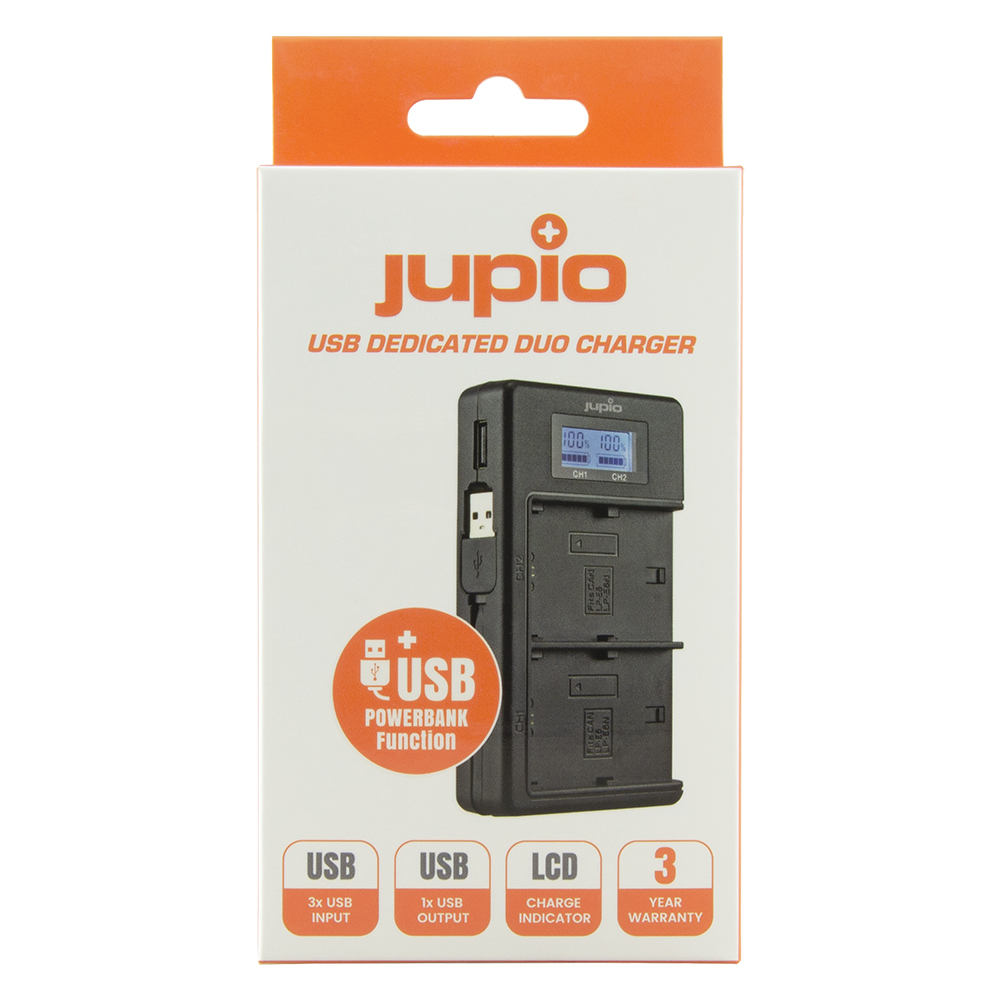 Jupio Caricabatteria doppio USB - LCD dedicato  per  Canon LP-E12