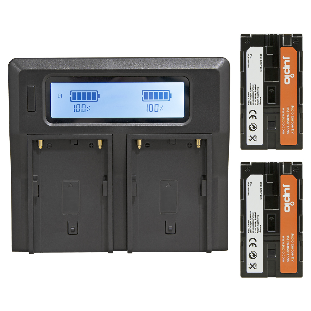Jupio PowerLED Batterypack F970 - 2x batterie (6000mah) + caricatore doppio (EU/UK)