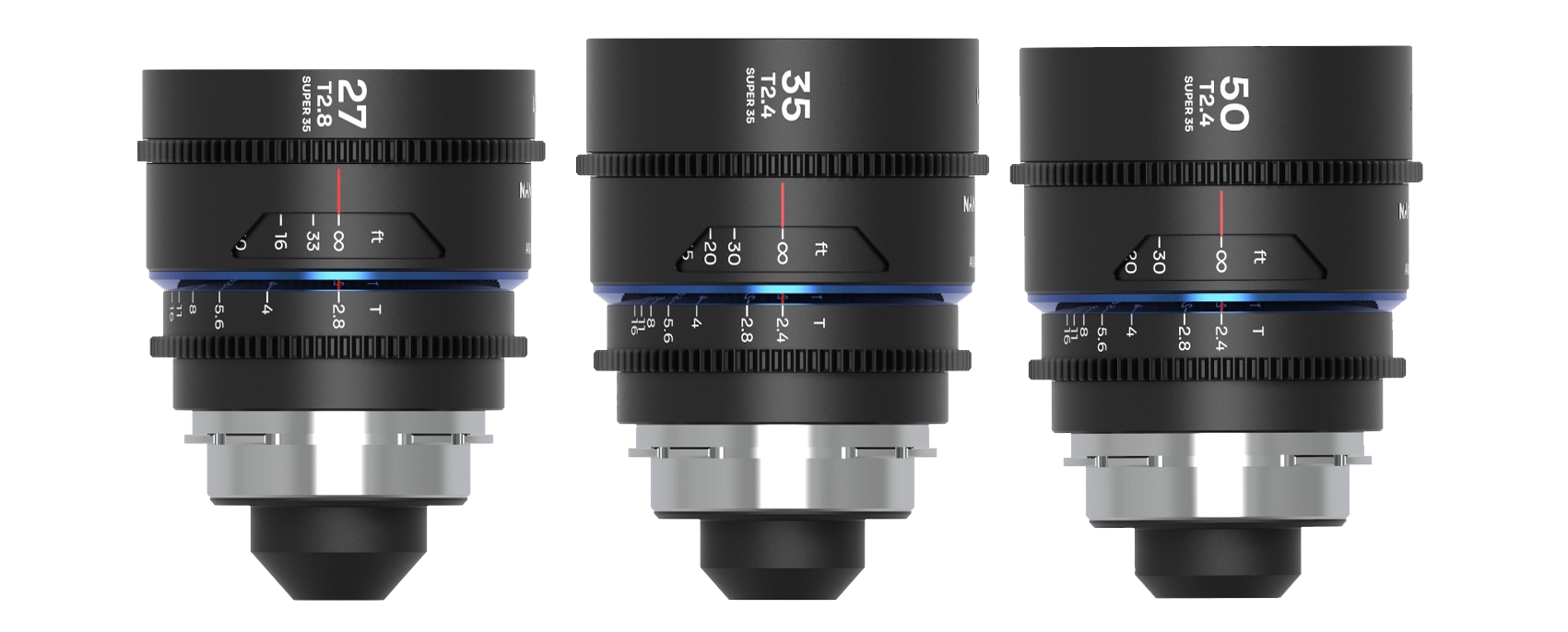 Laowa Venus Optics  S35 Prime Kit NanoMorph (27mm-35mm-50mm) Blue PL+EF Cine